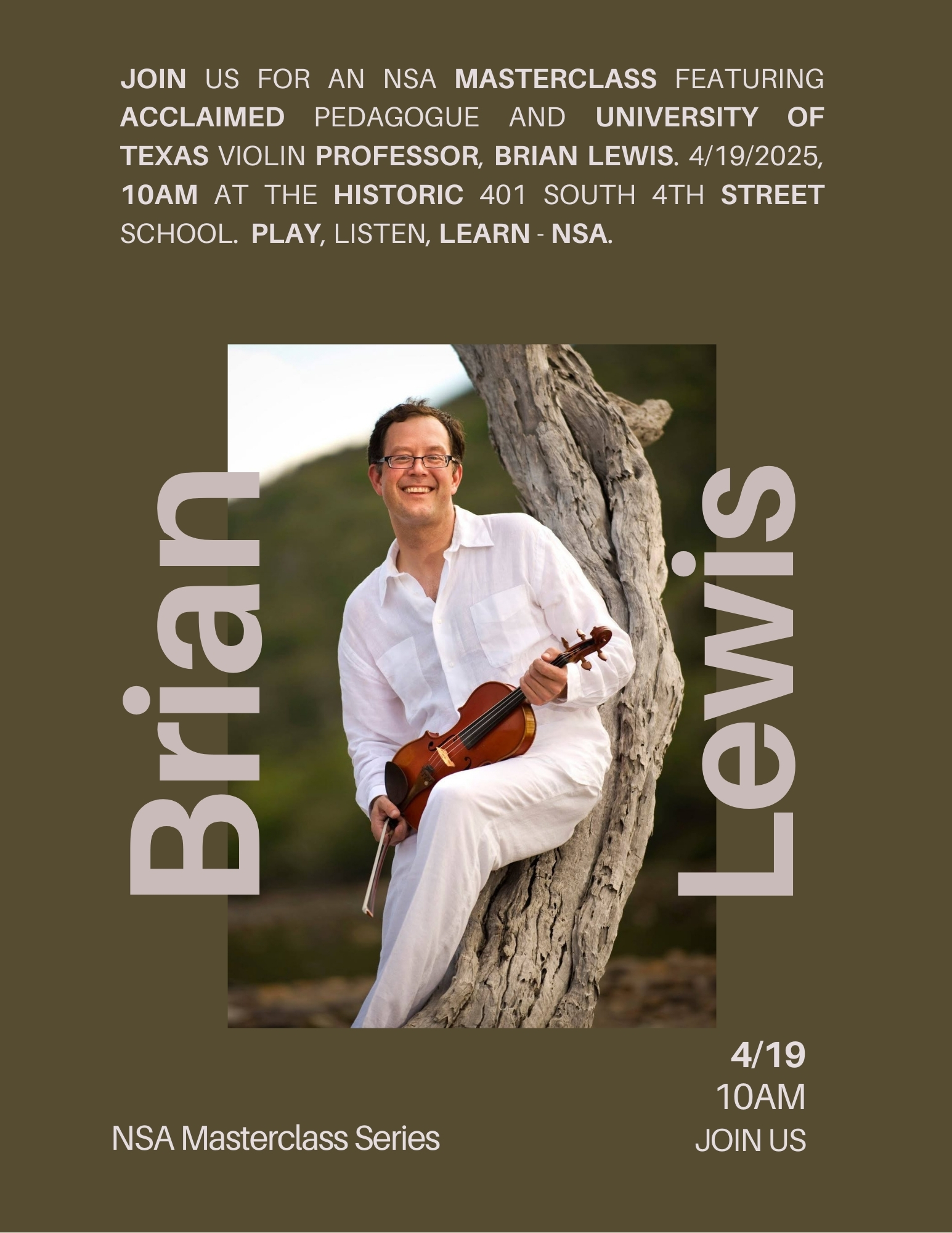Violin Masterclass with Brian Lewis this Saturday!