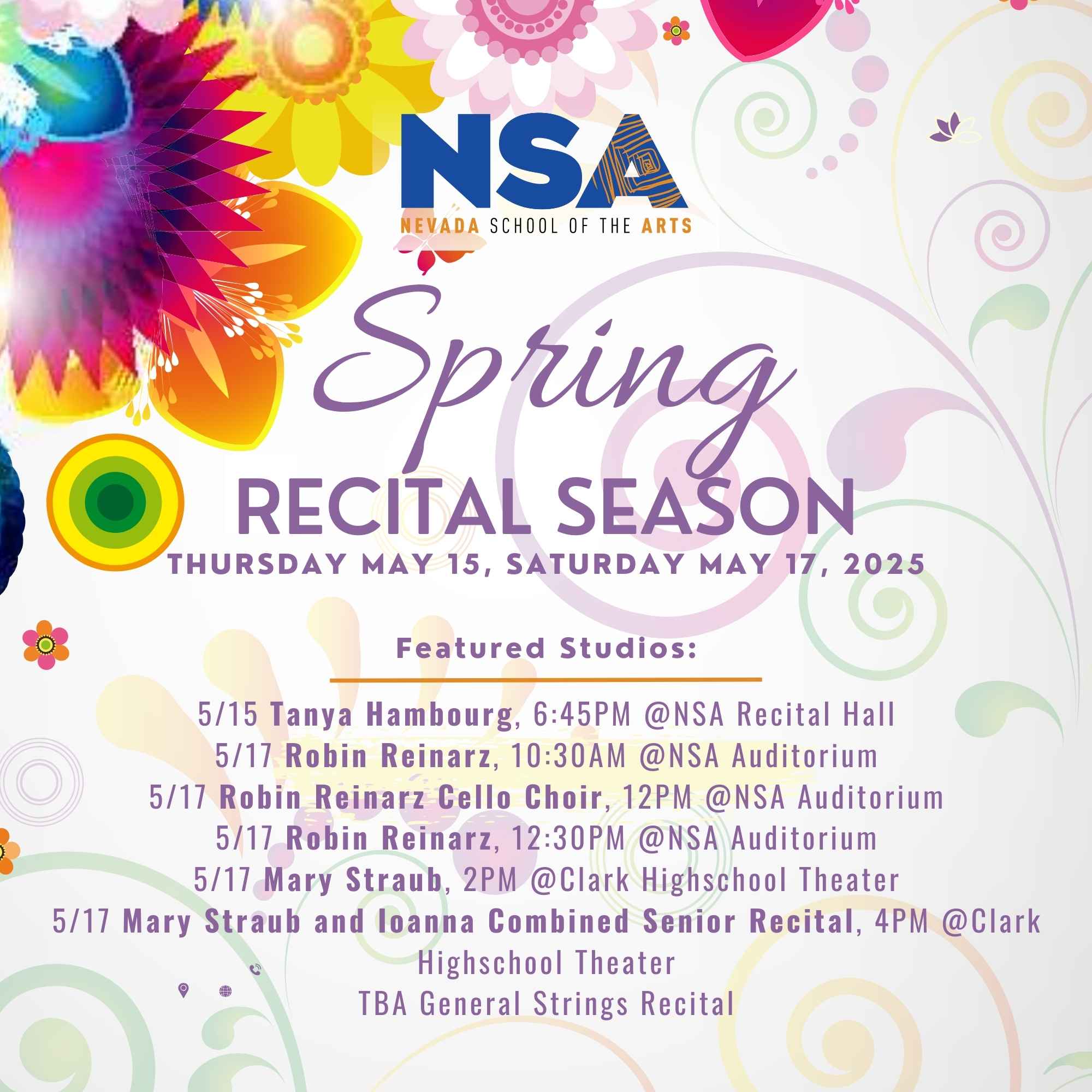 Upcoming Spring Recitals